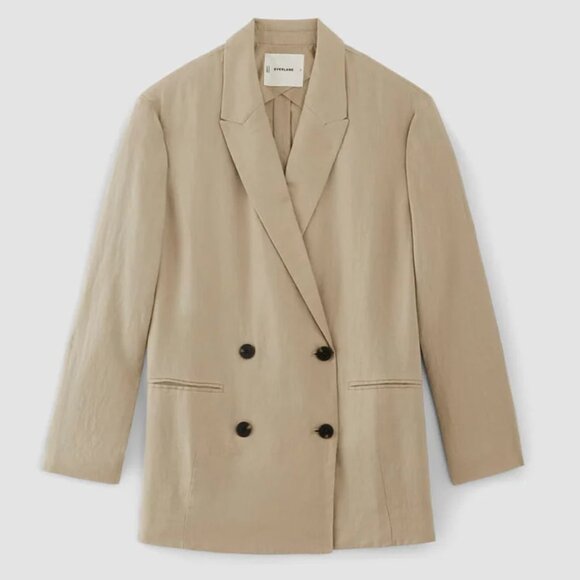 Everlane The Linen Double Breasted Blazer in Khaki Relaxed Fit Plus Size16 $198 - Picture 5 of 16